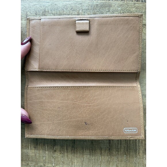 Coach Tan Leather Checkbook Holder Wallet - Picture 2 of 4
